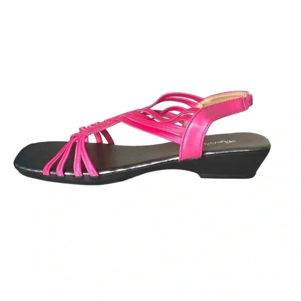 ANGEL STEPS | Patty Fuchsia Slingback Low Wedge Sandal Sizes 8 & 9